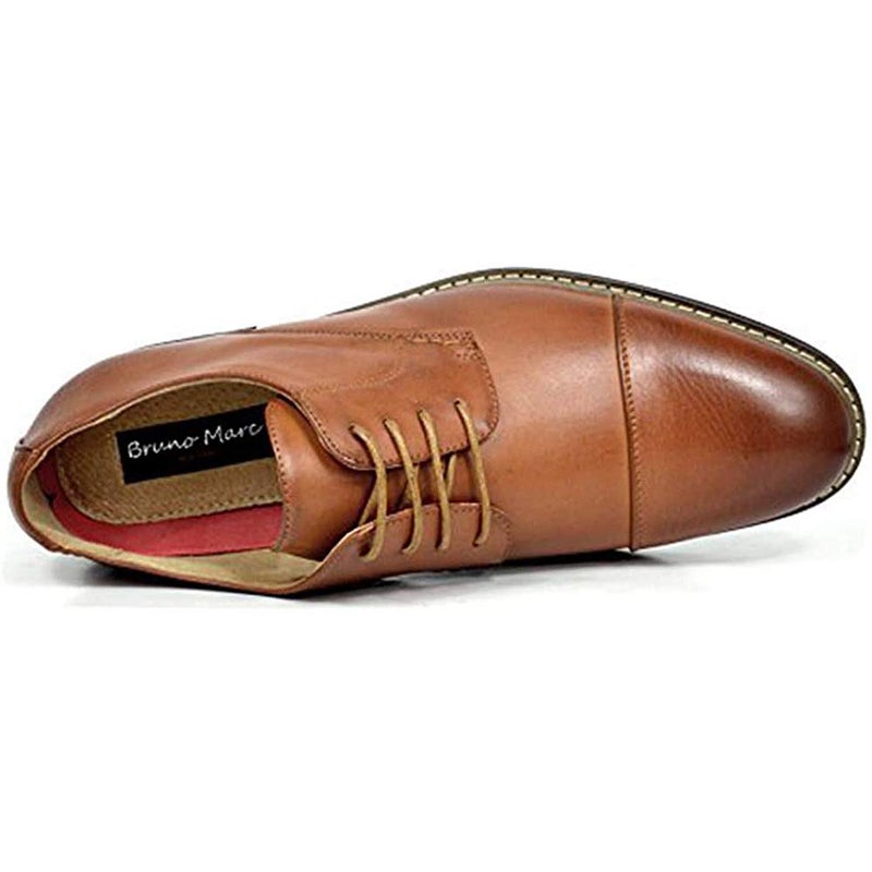 Bruno Marc Moda Italy Prince Men's Classic Modern Oxford Lace Dress Shoes,Size 10.5W,Brown - Image 5